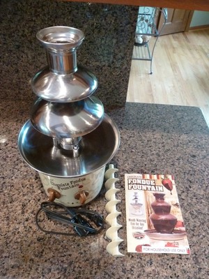 3-TIER STAINLESS STEEL CHOCOLATE & CHEESE FONDUE ...