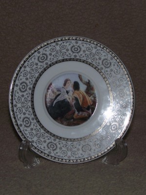 Bavaria Germany marked commemorative Victorian gold plate and stand