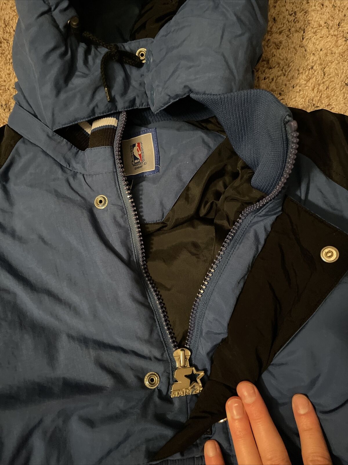 mn timberwolves vintage winter jacket starter pull over half zip puffer Medium