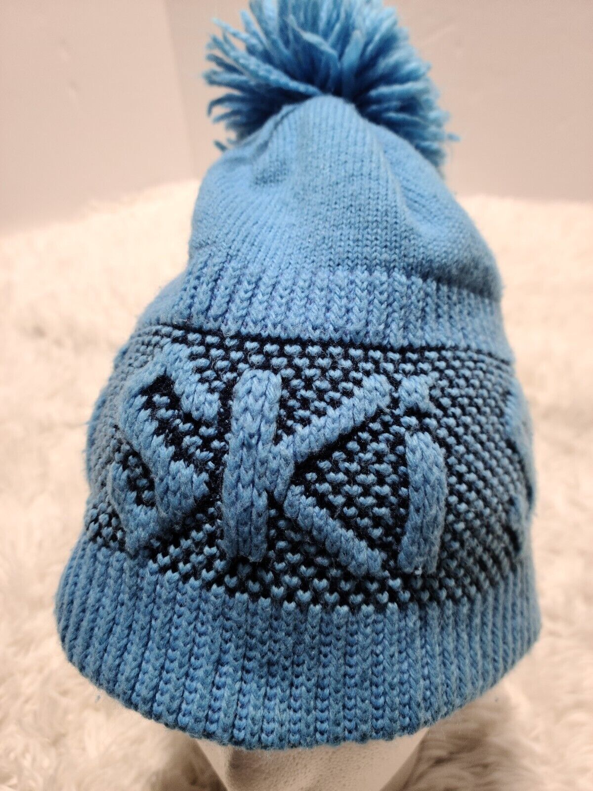 80's 90's Winter Ski Snow Caps Hat Pom Spellout Raised Lettering VTG Geometric