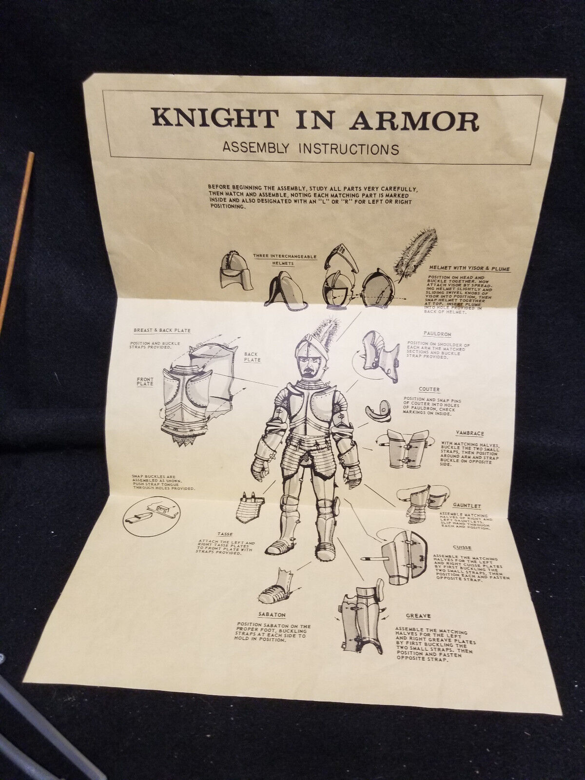 Vintage Marx Sir Stuart Noble Silver Knight Original Plume Box Instructions