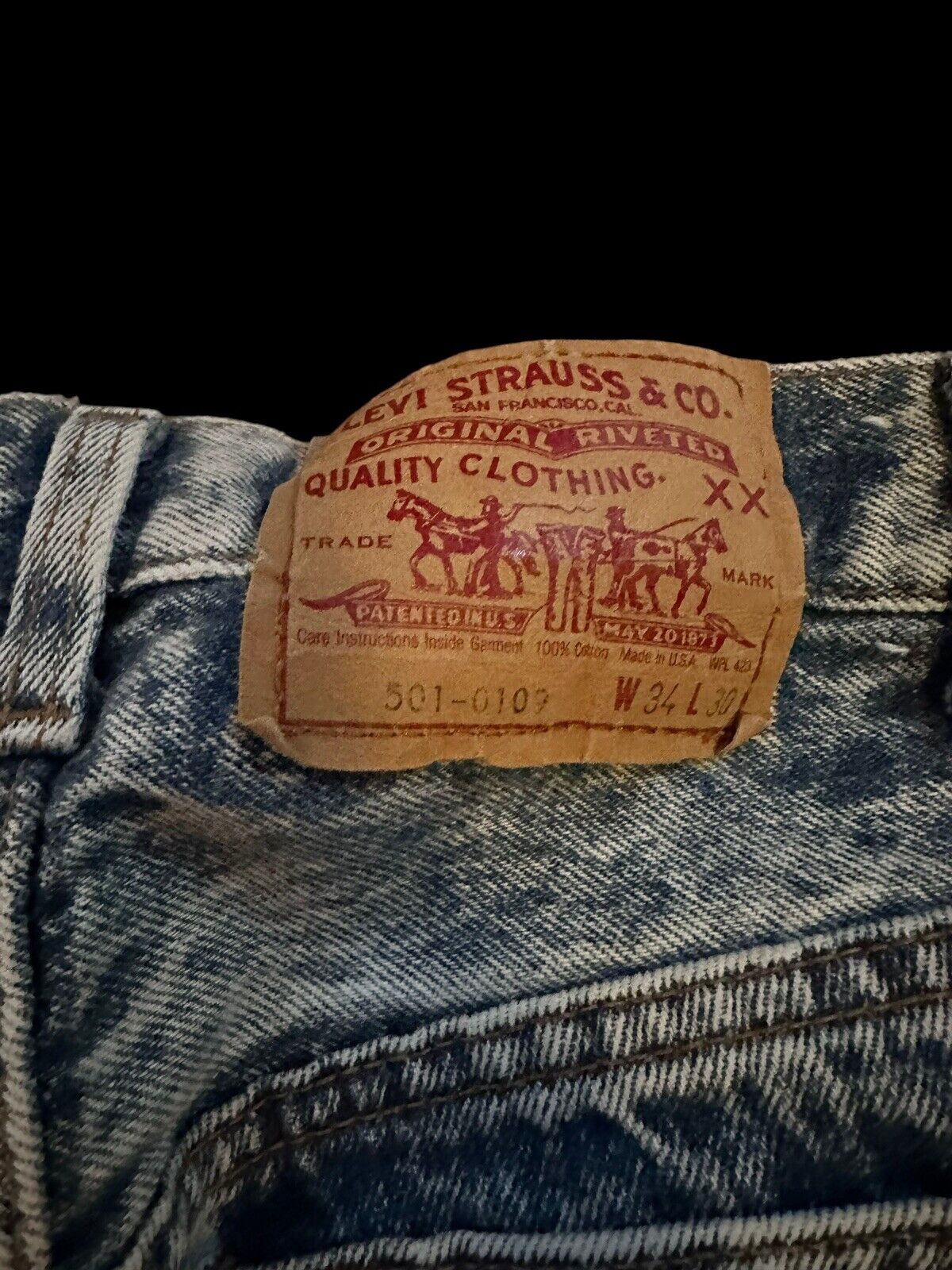 Levis 501 Jeans Mens 34x30 Acid  Washed USA Button Fly Vtg 501-0109 30x28 Actual