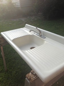 ... Antique 1947 Vintage Kohler Kitchen Sink - Porcelain Over Cast Iron