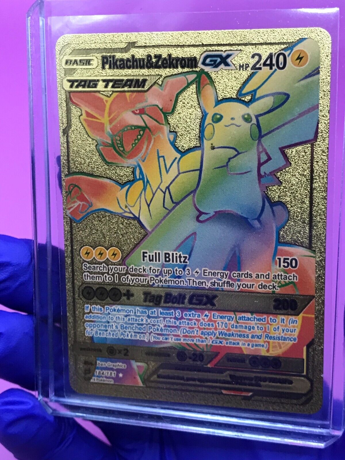 PRIDE Pikachu & Zekrom GX 184/181 GOLD FOIL RARE Pokmon Card +S +TL