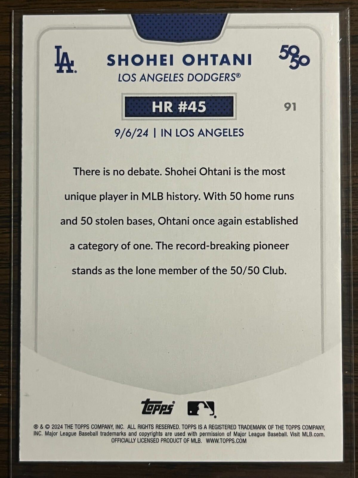 Yahoo!オークション 2024 Topps 50/50 91 大谷翔平 Los Angeles Dod...