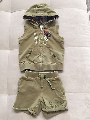 Gymboree Hoodie Best Short Set 12-24 Month Green Surf Outfit