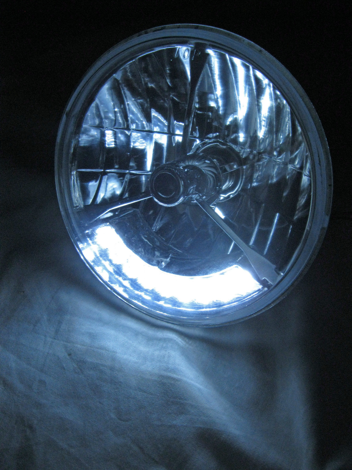 7" Tri Bar BLACK Dot Street Hot Rat Rod H4 Headlights w/ LED Turn