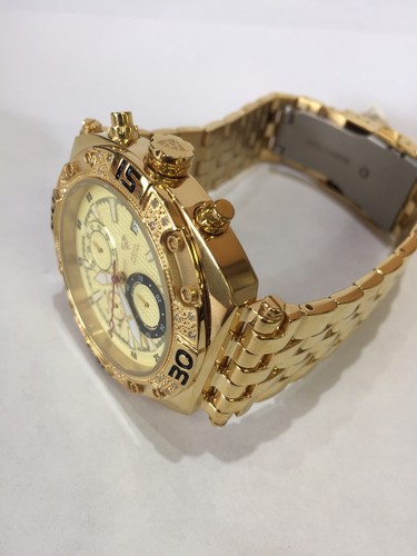 Pre-owned Aqua Master Men  Jojo Jojino Joe Rodeo Yellow Metal Band 48mm Diamond Watch W351