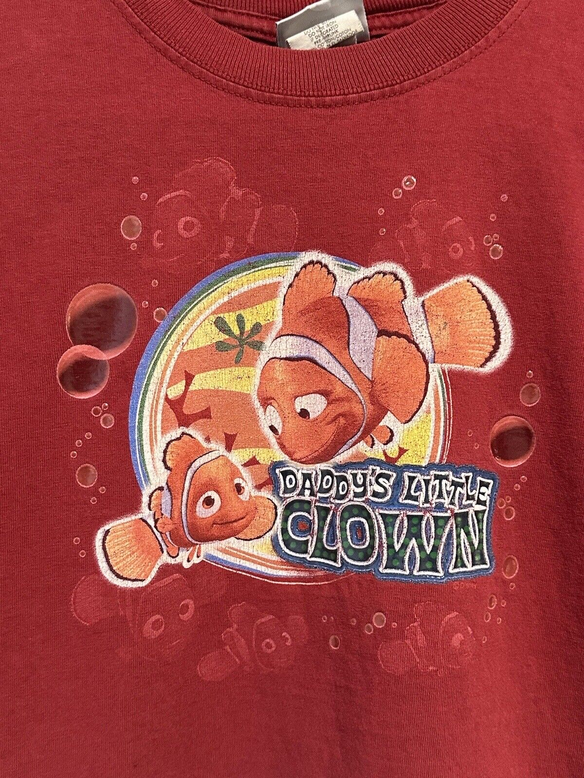 VINTAGE Disney Finding Nemo Shirt Youth Small Red Daddy’s Little Clown Tee Boys