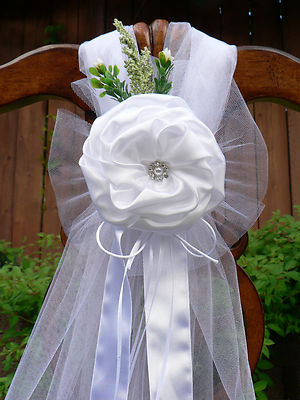 Wedding decorations, White Chair Bows, Pew Bows, ...