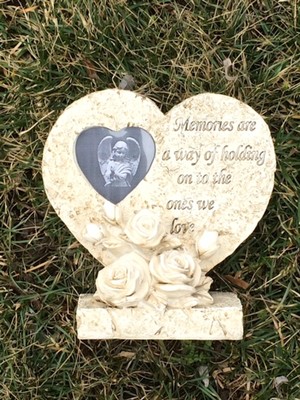 HEART SHAPED DOG MEMORIAL PHOTO GARDEN STONE ...