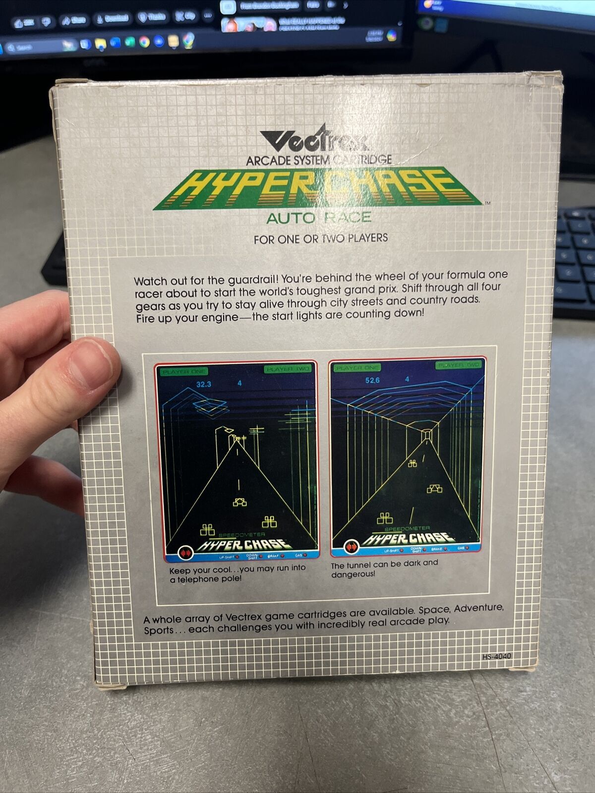 Hyper Chase (vectrex) Game COMPLETE CIB manual box cart - Tested And Works !!!