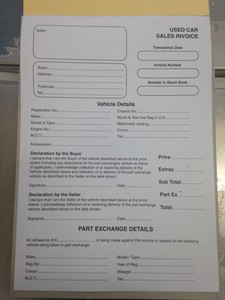 invoice sales used receipt vehicle selling motor trade a5 ideal pad invoices