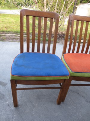 Unique Pair wide Dining Chairs Danish Modern 2 Mid-century style Mission Country