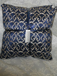 NEW EnVogue Madison Decorative Accent Throw Pillows Navy & Gold SET OF 2 eBay