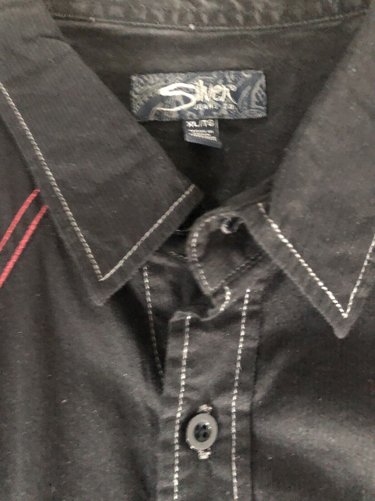 Vintage Black Button Down Dress/Casual Shirt by Silver Jeans- XL