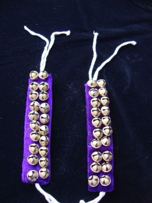 Ghungroo Set, Two Lines Bells Mounted on Good Quality Green Pads, Ghangru, bells