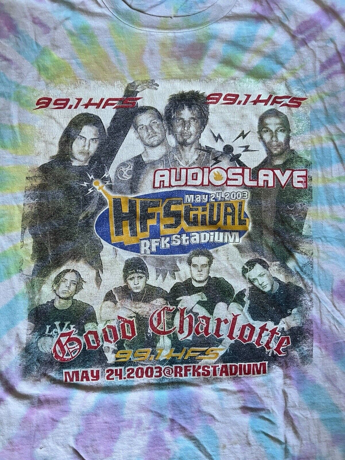 Vintage 2003 HFStival Concert T-shirt Good Charlotte Godsmack Audioslave Tie Dye