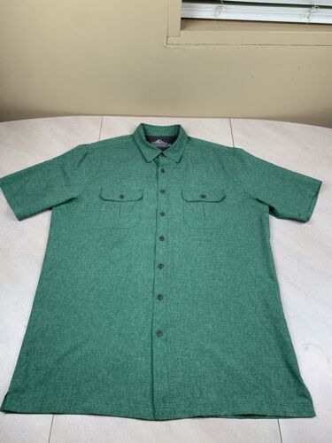 Croft Barrow Quick Dry Shirt Mens LT Green Solid Vented Pocket Short Sleeve Dad