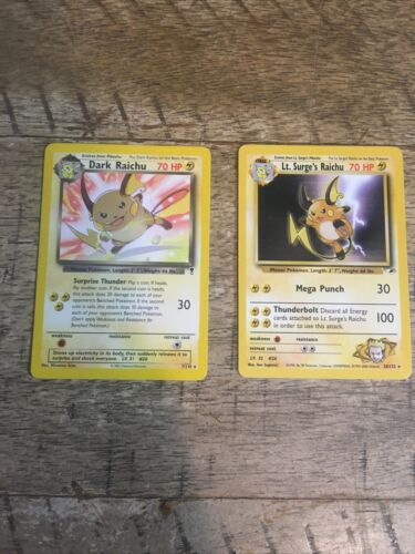 Pokémon Card Dark Raichu And Lt.surge’s Raichu