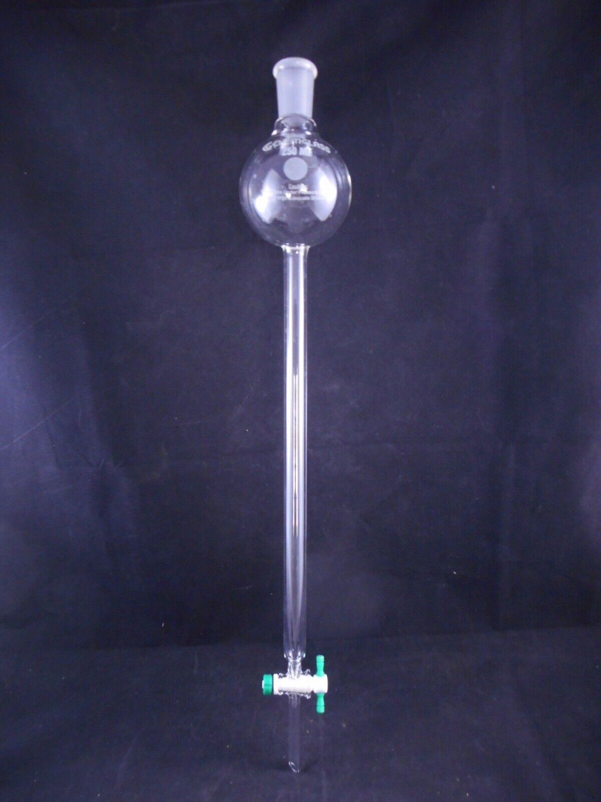 CHEMGLASS Glass 250mL Reservoir Chromatography 12” Column 1/2” ID 24/40 2mm STPK