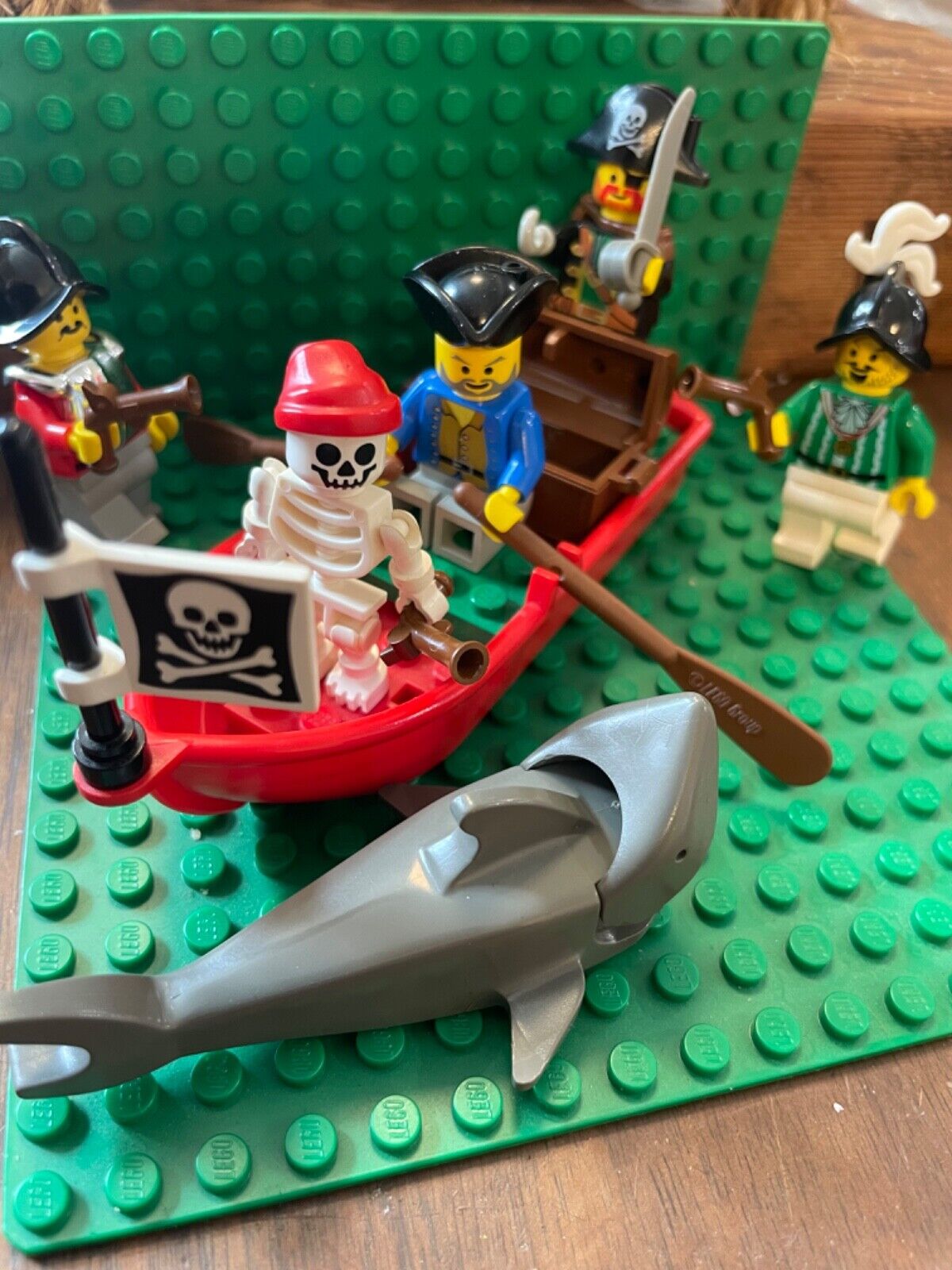 LEGO Pirates: Buccaneers (6204) almost complete with added boat, shark, flag