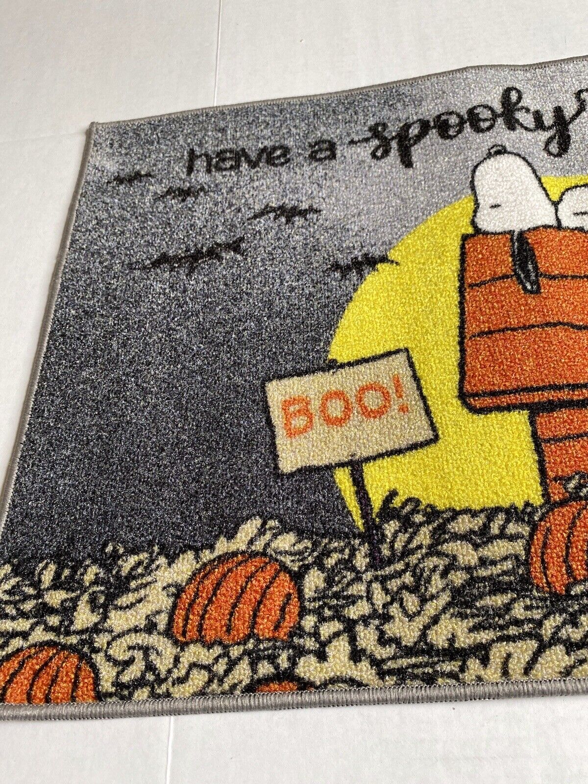 Peanuts Snoopy Halloween Pumpkin Decorative Accent Rug Mat 20X32” Doghouse NEW