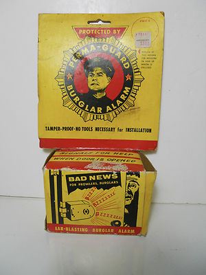 VINTAGE ORIGINAL 1950'S-60'S BURGLAR ALARM PERMA-GUARD W/BOX WORKS! DECAL JAPAN