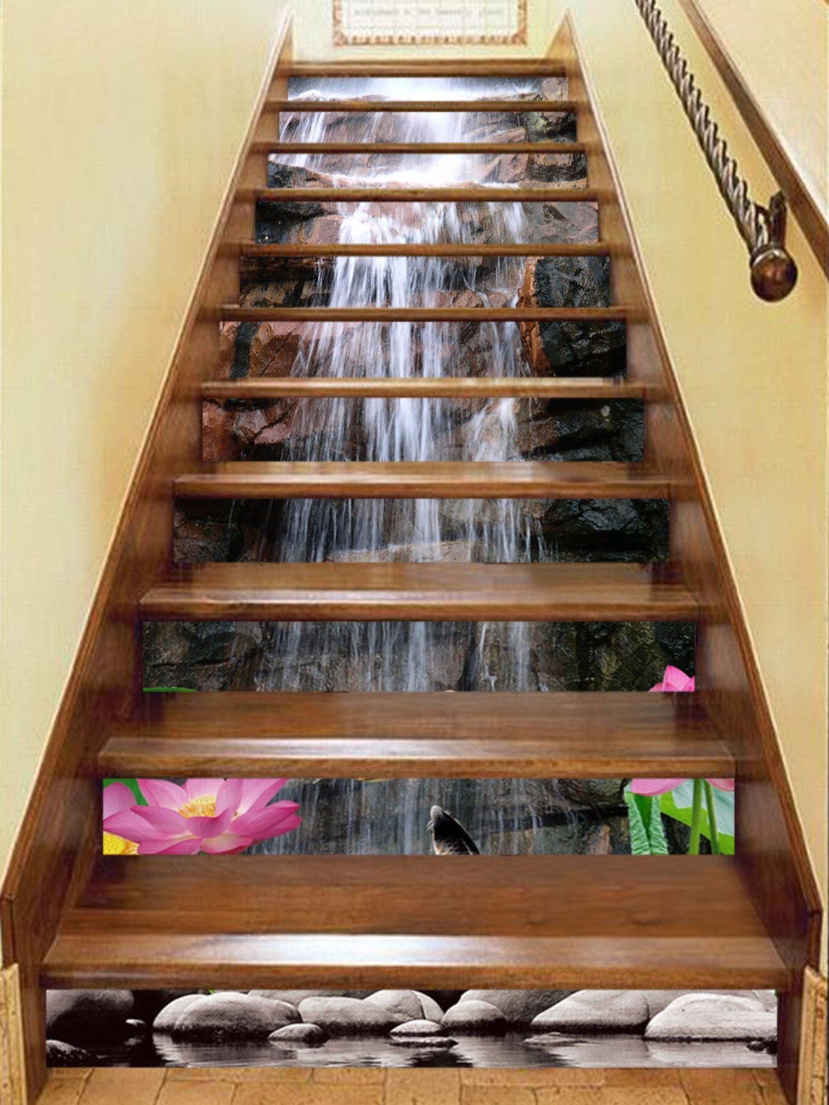 3D Flowers Falls 85 Stair Risers Decoration Mural Vinyl Decal