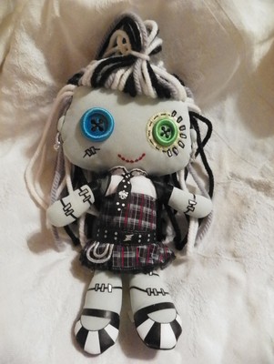 Gothic cheerleader: Monster High Frankie Stein; Mattel 2009 plush 9-inch doll