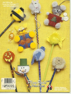 PLAY PALS WITH POM-PONs 1995 PLASTIC CANVAS CRAFTS BY SUZANNE McNEILL NOS MINT