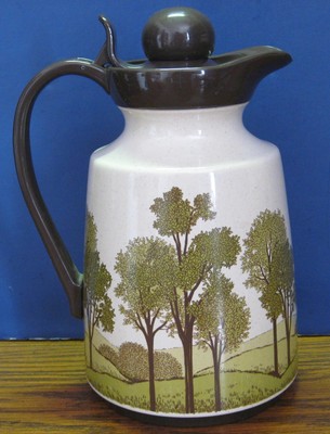 Emsa 32 Ounce Thermos Pitcher - Scenic Pattern - West Germany - 1970s Vintage