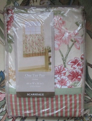 Curtains Ideas 60 wide curtains : ONE TIER PAIR ORCHARD SCARSDALE FLOWERED & PLAID CURTAINS 60