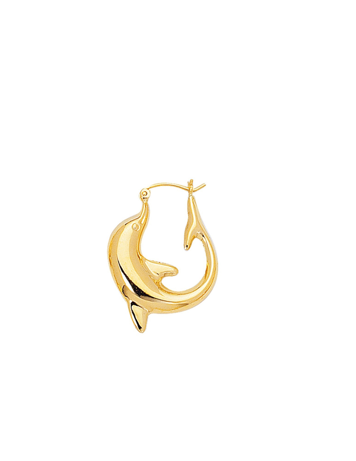 Pre-owned Teachers Jewelry 14k Yellow Gold Shiny Large Cuved Upside Down Dolphin Hoop Earrings