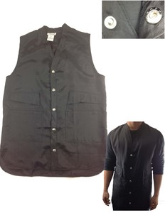 Brand-New-Barber-Vest-Hair-Stylist-Salon-Vest-V-neck-Button-Up-MEDIUM