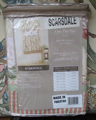Curtains Ideas 60 wide curtains : ONE TIER PAIR ORCHARD SCARSDALE FLOWERED & PLAID CURTAINS 60