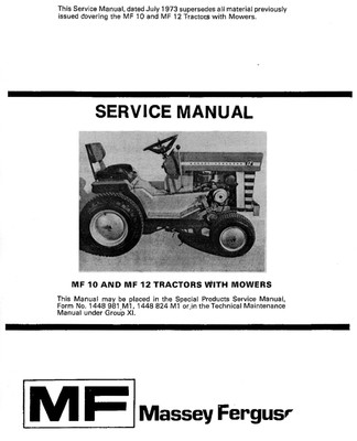 Massey Ferguson MF10 and MF12 SERVICE MANUAL