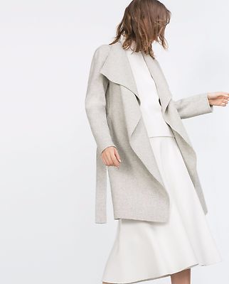 Pre-owned Zara Authentic Size S -  Hand Made Coat Long Gray Wrap Coat Oversize Jacket