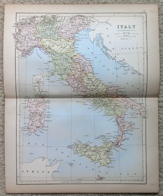 antique map of italy by j bartholomew 1877 usd $ 20 00 end date 