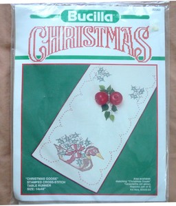 Christmas stitch table christmas runner Goose Table   White cross Kit kit  Runner Stitch Holiday Stamped Cross