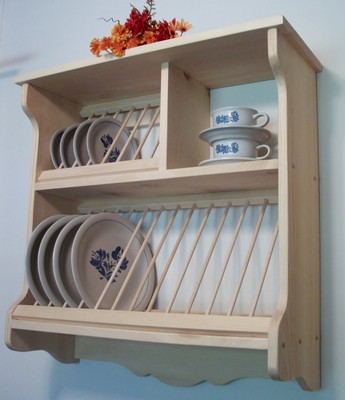 PLATE RACK WOOD WOODEN WALL MOUNT FOR ...