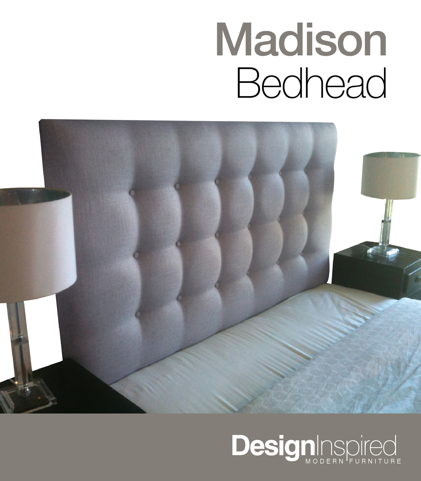 MADISON DELUXE Upholstered Bedhead / Headboard for Queen Ensemble Ash