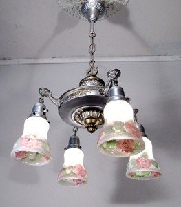 Finish with Glass Vintage glass Chandelier  shades Shades Pan Silver Antique Light  chandelier vintage