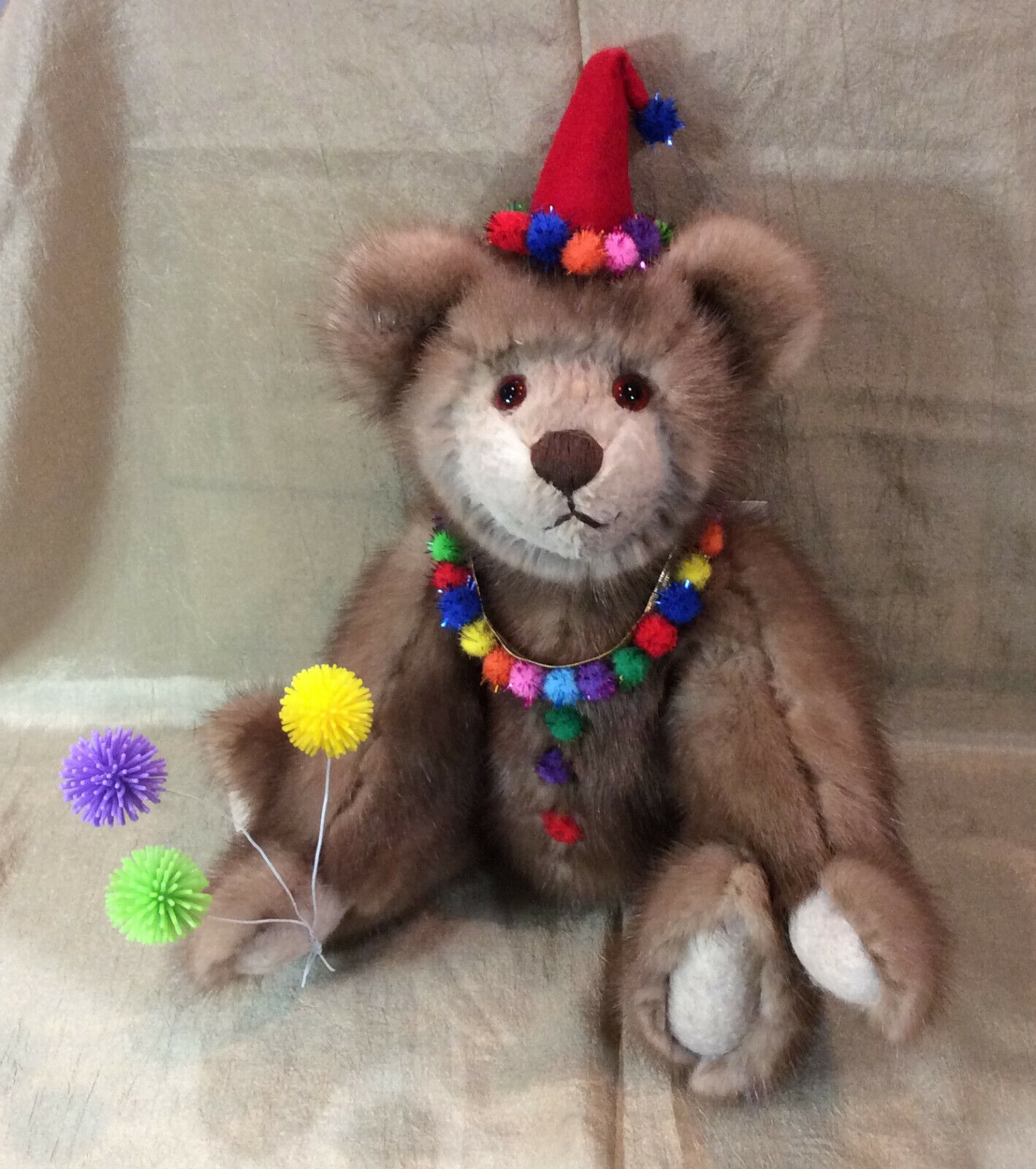 Real Fur Teddy Bear- Handmade, fully jointed and glass eyes