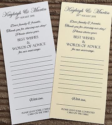 Wedding Advice Best Wishes Words of Wisdom Favour Cards Favor Thank