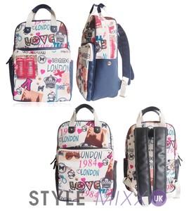 LONDON-PRINT-LOGO-CANVAS-BACKPACK-TRAVEL-BAG-GIRLS-SCHOOL-COLLEGE ...