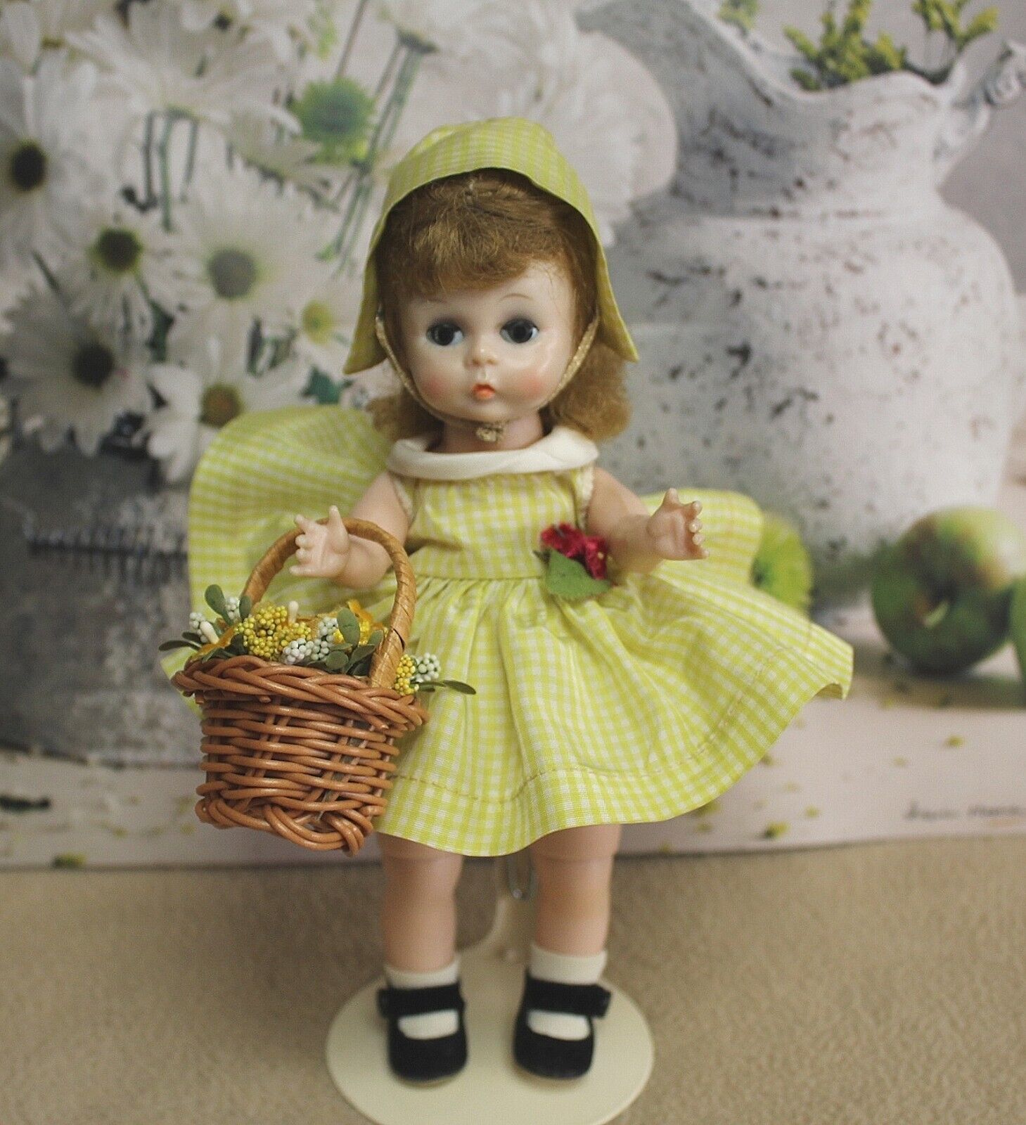 Madame  Alexander kins Doll Vintage BKW w/ Flower Basket
