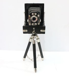 Creating A Classy Bar Cart Antique Style Vintage Folding Camera With Black Wooden Tripod Home ...