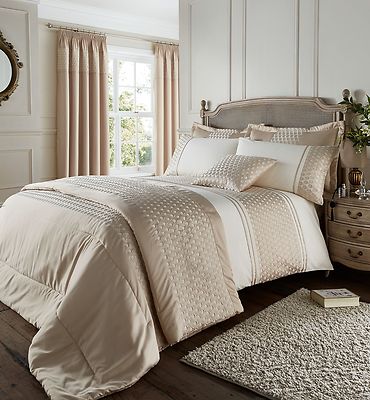 Curtains Ideas cream bedding and curtains : Gold & Cream Duvet Cover Set Embroidered Faux Silk / Satin Bedding ...