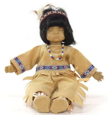 Native American Girl Doll Sitting Sleeping Meditating Porcelain (Very Good)